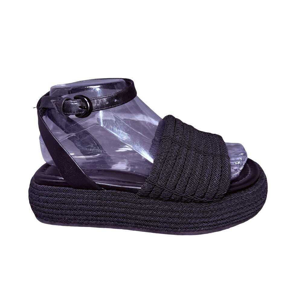 Vince Pali Cord Braided Ankle-Strap Black Sandals Size 6.5